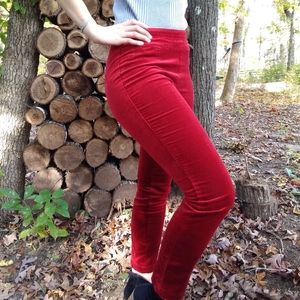 NWT Anthropologie Red Velvet Pants